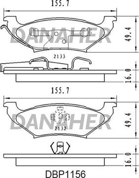 Danaher DBP1156 - Гальмівні колодки, дискові гальма autozip.com.ua