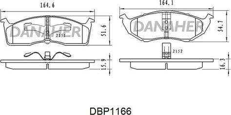 Danaher DBP1166 - Гальмівні колодки, дискові гальма autozip.com.ua