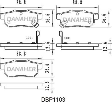 Danaher DBP1103 - Гальмівні колодки, дискові гальма autozip.com.ua