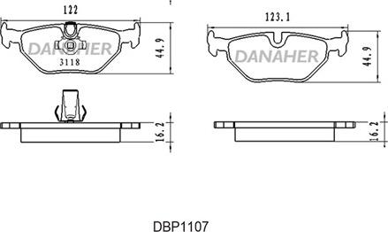 Danaher DBP1107 - Гальмівні колодки, дискові гальма autozip.com.ua