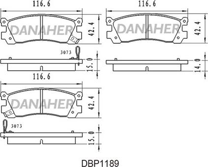 Danaher DBP1189 - Гальмівні колодки, дискові гальма autozip.com.ua