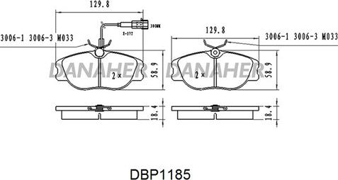 Danaher DBP1185 - Гальмівні колодки, дискові гальма autozip.com.ua