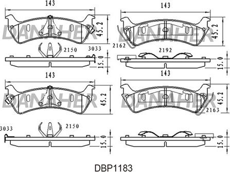 Danaher DBP1183 - Гальмівні колодки, дискові гальма autozip.com.ua