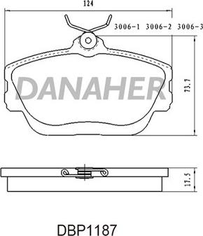 Danaher DBP1187 - Гальмівні колодки, дискові гальма autozip.com.ua