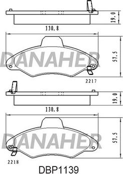 Danaher DBP1139 - Гальмівні колодки, дискові гальма autozip.com.ua