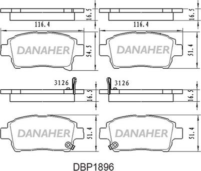 Danaher DBP1896 - Гальмівні колодки, дискові гальма autozip.com.ua
