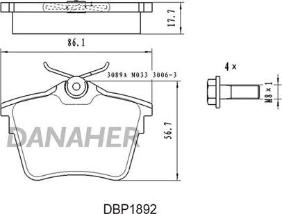 Danaher DBP1892 - Гальмівні колодки, дискові гальма autozip.com.ua