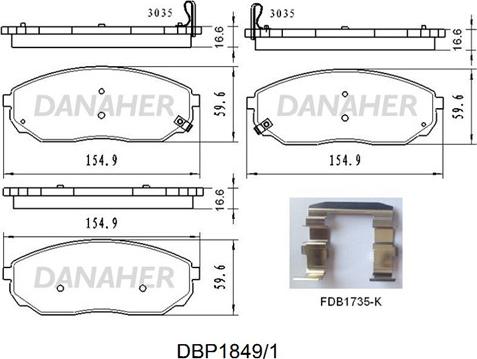 Danaher DBP1849/1 - Гальмівні колодки, дискові гальма autozip.com.ua