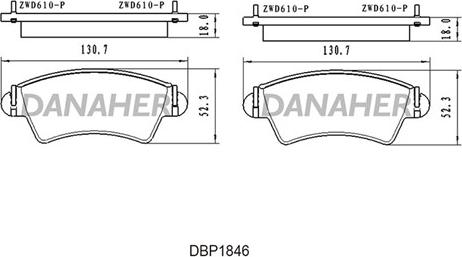 Danaher DBP1846 - Гальмівні колодки, дискові гальма autozip.com.ua