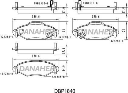 Danaher DBP1840 - Гальмівні колодки, дискові гальма autozip.com.ua