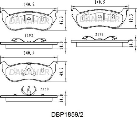Danaher DBP1859/2 - Гальмівні колодки, дискові гальма autozip.com.ua