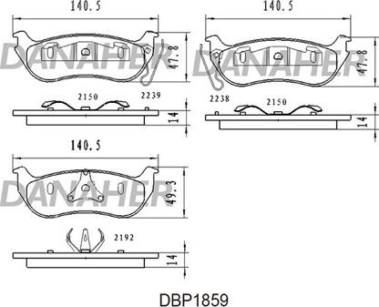 Danaher DBP1859 - Гальмівні колодки, дискові гальма autozip.com.ua