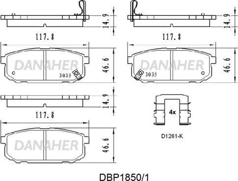 Danaher DBP1850/1 - Гальмівні колодки, дискові гальма autozip.com.ua