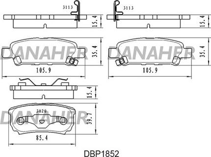 Danaher DBP1852 - Гальмівні колодки, дискові гальма autozip.com.ua