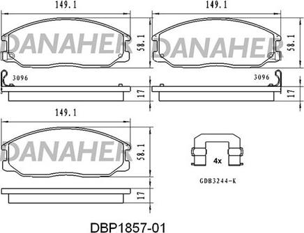 Danaher DBP1857-01 - Гальмівні колодки, дискові гальма autozip.com.ua