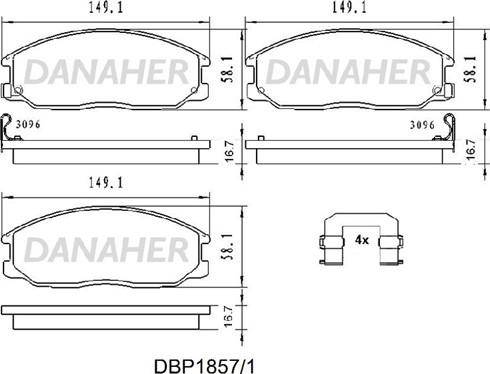 Danaher DBP1857/1 - Гальмівні колодки, дискові гальма autozip.com.ua