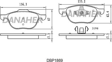 Danaher DBP1869 - Гальмівні колодки, дискові гальма autozip.com.ua