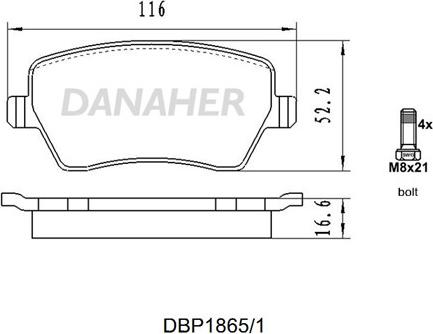 Danaher DBP1865/1 - Гальмівні колодки, дискові гальма autozip.com.ua