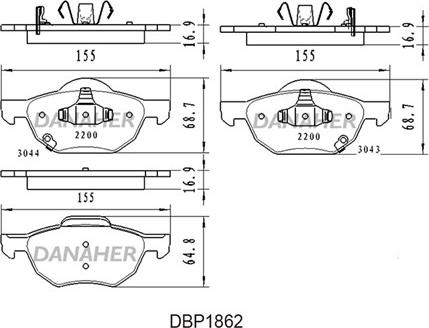 Danaher DBP1862 - Гальмівні колодки, дискові гальма autozip.com.ua
