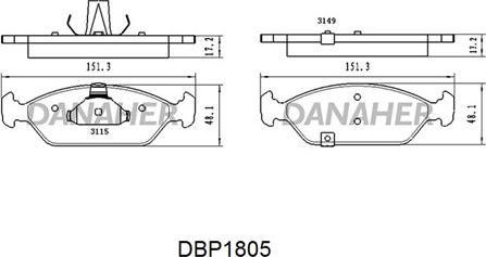 Danaher DBP1805 - Гальмівні колодки, дискові гальма autozip.com.ua