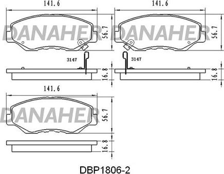 Danaher DBP1806/2 - Гальмівні колодки, дискові гальма autozip.com.ua