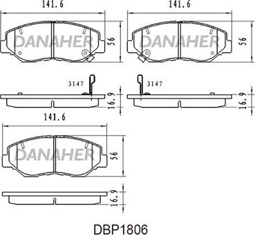 Danaher DBP1806 - Гальмівні колодки, дискові гальма autozip.com.ua