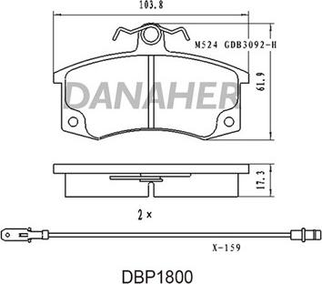 Danaher DBP1800 - Гальмівні колодки, дискові гальма autozip.com.ua