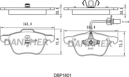 Danaher DBP1801 - Гальмівні колодки, дискові гальма autozip.com.ua