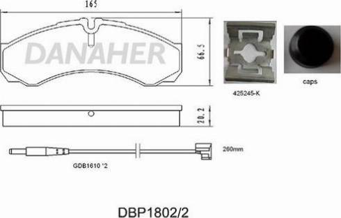 Danaher DBP1802/2 - Гальмівні колодки, дискові гальма autozip.com.ua