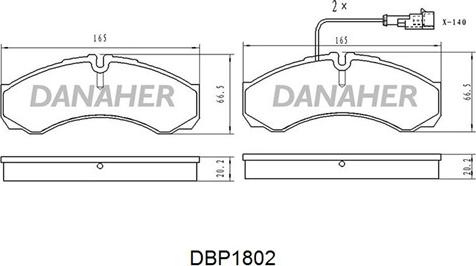 Danaher DBP1802 - Гальмівні колодки, дискові гальма autozip.com.ua