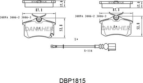 Danaher DBP1815 - Гальмівні колодки, дискові гальма autozip.com.ua
