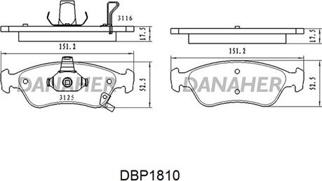 Danaher DBP1810 - Гальмівні колодки, дискові гальма autozip.com.ua