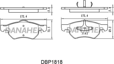 Danaher DBP1818 - Гальмівні колодки, дискові гальма autozip.com.ua