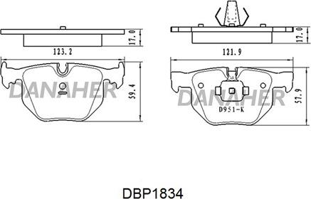 Danaher DBP1834 - Гальмівні колодки, дискові гальма autozip.com.ua