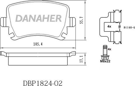 Danaher DBP1824-02 - Гальмівні колодки, дискові гальма autozip.com.ua