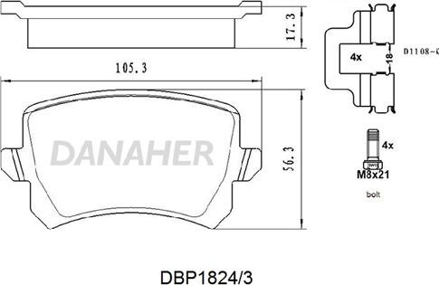 Danaher DBP1824/3 - Гальмівні колодки, дискові гальма autozip.com.ua