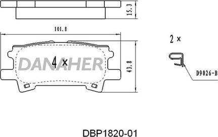 Danaher DBP1820-01 - Гальмівні колодки, дискові гальма autozip.com.ua