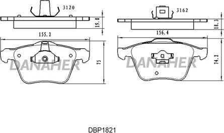 Danaher DBP1821 - Гальмівні колодки, дискові гальма autozip.com.ua