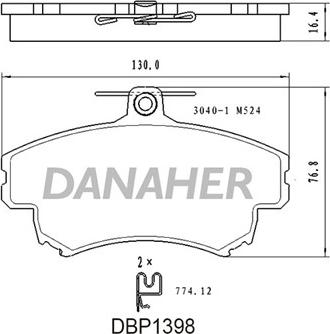 Danaher DBP1398 - Гальмівні колодки, дискові гальма autozip.com.ua