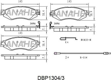 Danaher DBP1304/3 - Гальмівні колодки, дискові гальма autozip.com.ua