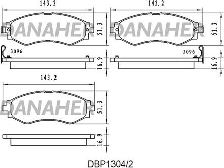 Danaher DBP1304/2 - Гальмівні колодки, дискові гальма autozip.com.ua