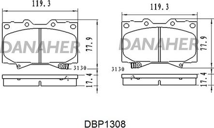 Danaher DBP1308 - Гальмівні колодки, дискові гальма autozip.com.ua