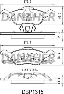 Danaher DBP1315 - Гальмівні колодки, дискові гальма autozip.com.ua