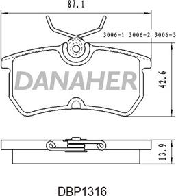 Danaher DBP1316 - Гальмівні колодки, дискові гальма autozip.com.ua