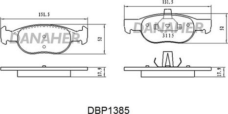 Danaher DBP1385 - Гальмівні колодки, дискові гальма autozip.com.ua