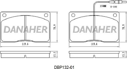 Danaher DBP132-01 - Гальмівні колодки, дискові гальма autozip.com.ua