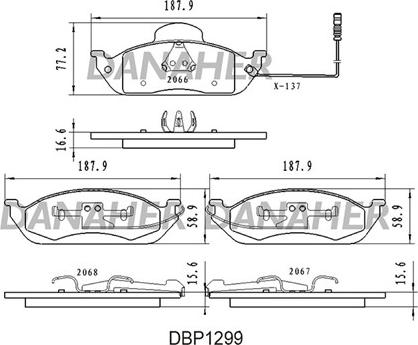 Danaher DBP1299 - Гальмівні колодки, дискові гальма autozip.com.ua