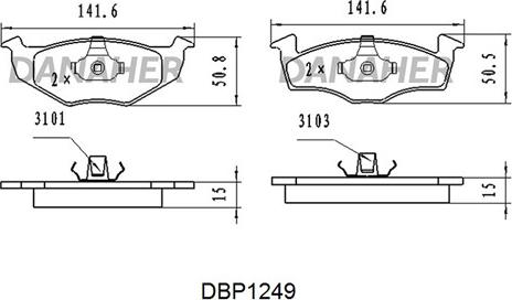 Danaher DBP1249 - Гальмівні колодки, дискові гальма autozip.com.ua