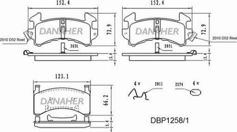 Danaher DBP1258/1 - Гальмівні колодки, дискові гальма autozip.com.ua