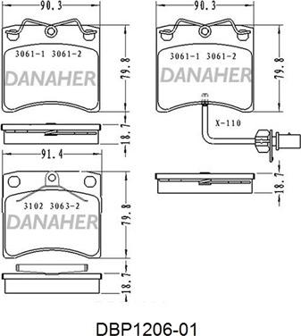Danaher DBP1206-01 - Гальмівні колодки, дискові гальма autozip.com.ua